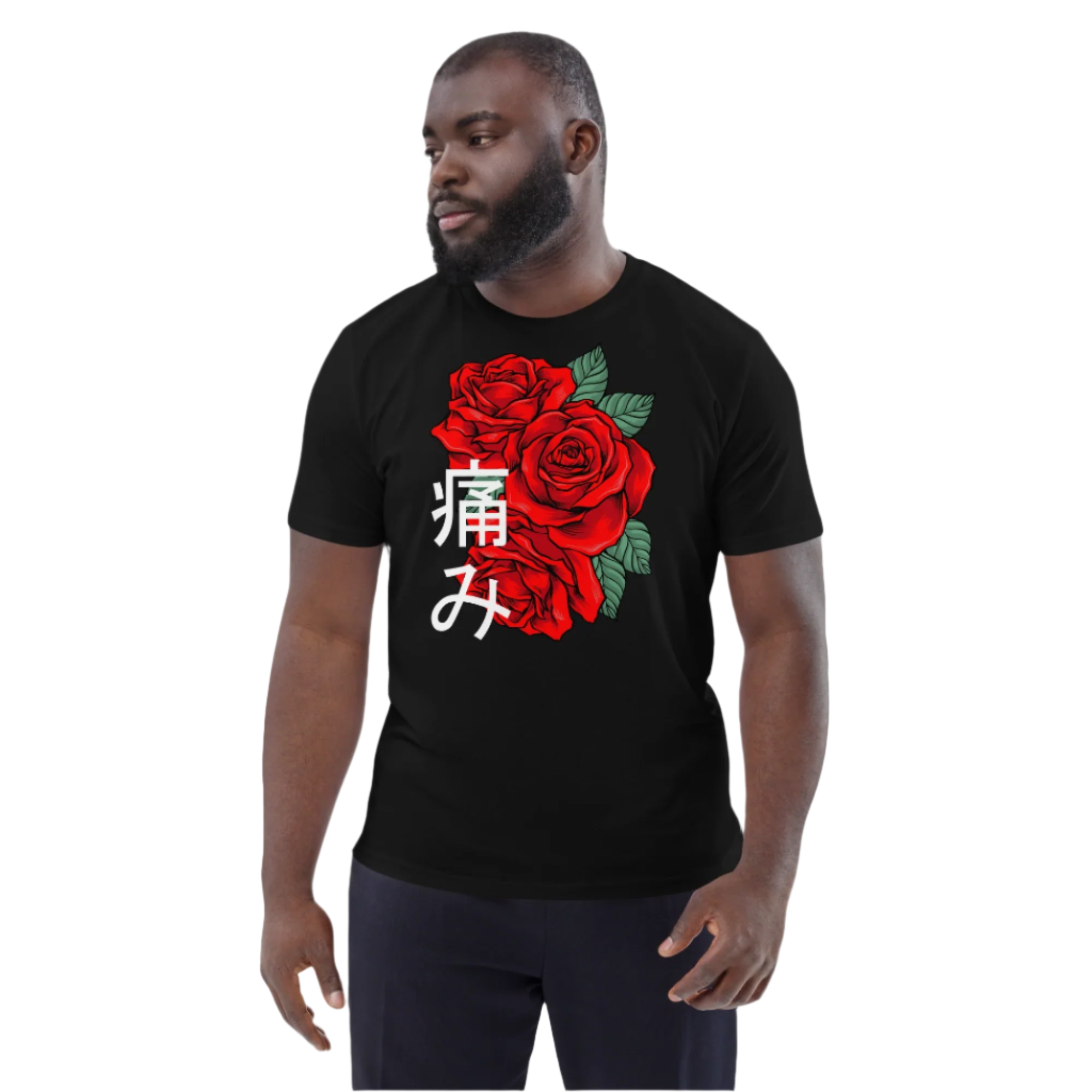 Mens black shirt sales with red roses