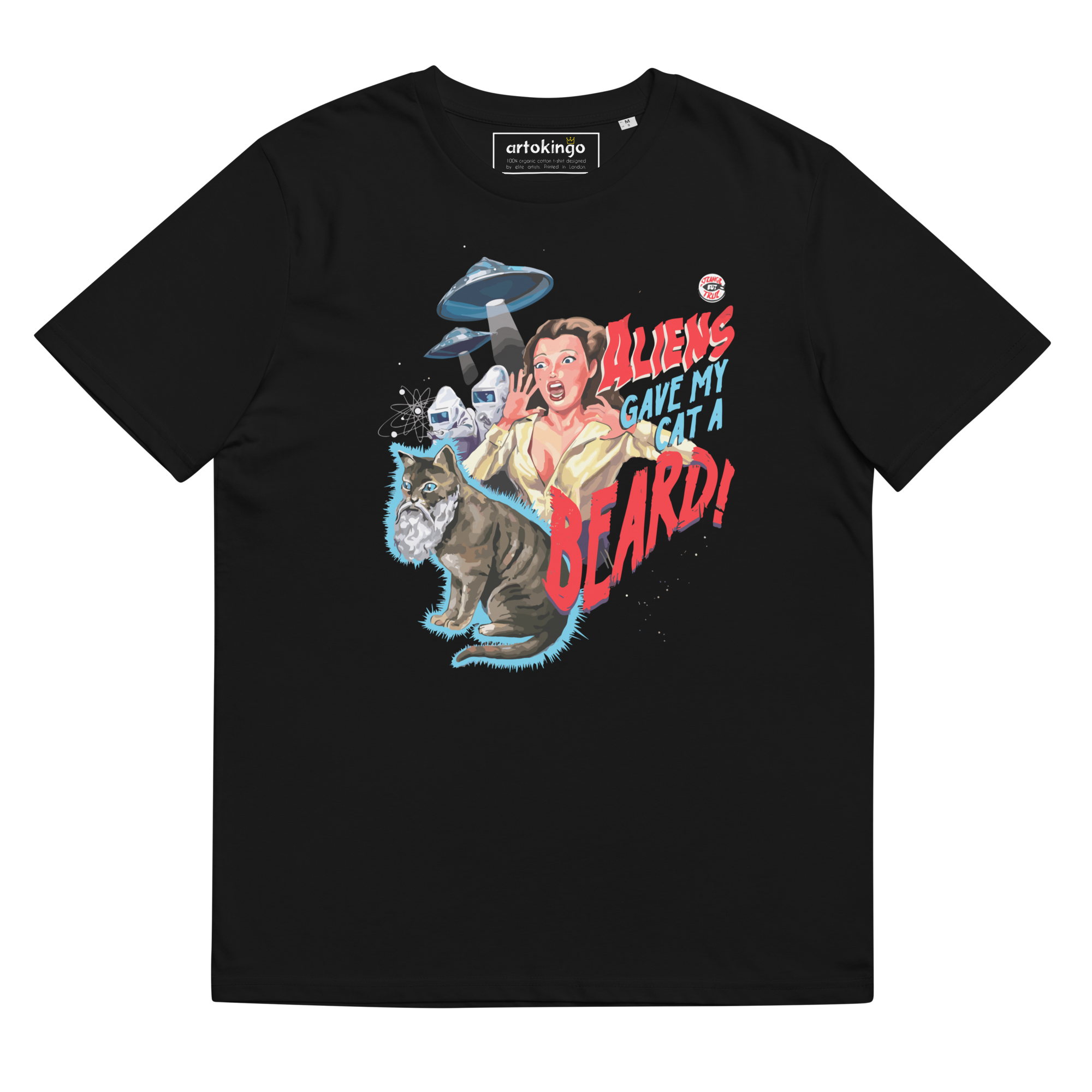 Aliens Gave My Cat a Beard T Shirt Artokingo