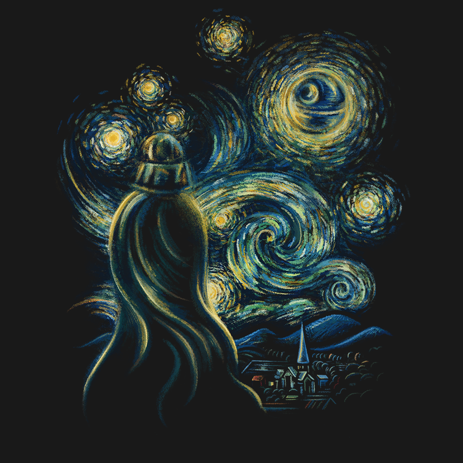 Starry Night Black T-Shirt - Artokingo 